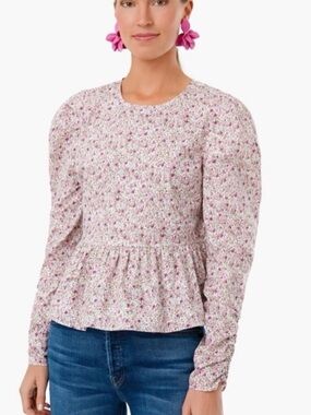 Floral Peplum Blouse in Pink
